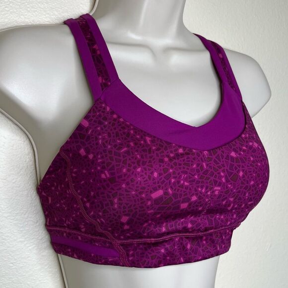 Lululemon Athletica Rack Pack Sports Bra Paradise Geo Regal Plum Multi Women 4 - Picture 3 of 13